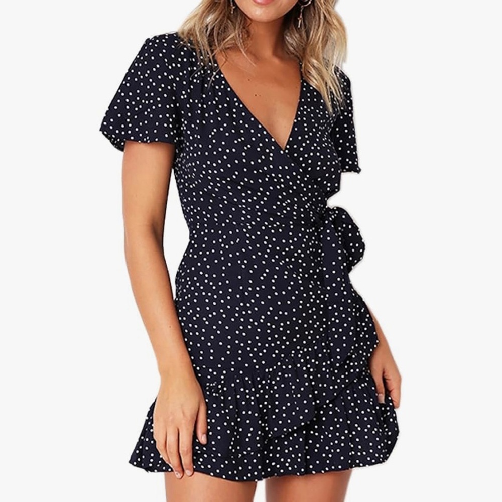 Navy true wrap mini dress NEW
